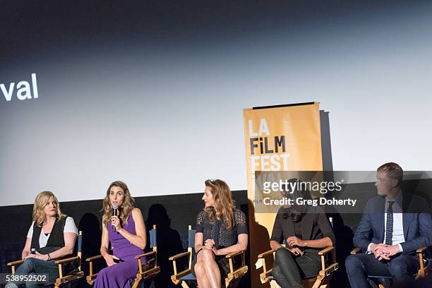 Actress Anna Gunn, Producer and Actress Sarah Megan Thomas, Producer and Actress Alysia Reiner, Director Meera Menon, Actor Samuel Roukin and...