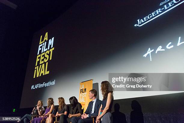 Actress Anna Gunn, Producer and Actress Sarah Megan Thomas, Producer and Actress Alysia Reiner, Director Meera Menon, Actor Samuel Roukin and...