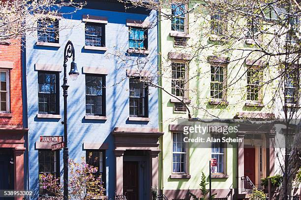 old architecture, brooklyn heights,  windows - brooklyn heights stock pictures, royalty-free photos & images