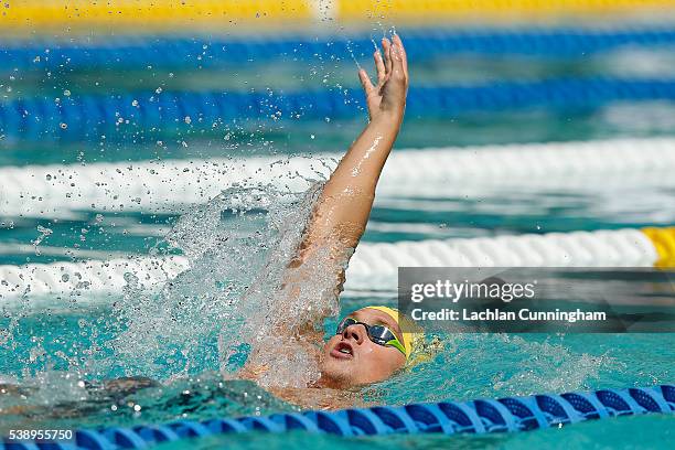 Andrew Seliskar swims in the heats of the 400m IM during day one of the 2016 Arena Pro Swim Series at Santa Clara at George F. Haines International...