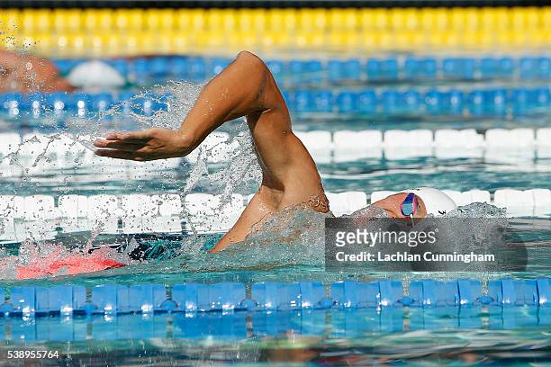 Yang Sun of China swims in the heats of the 200m freestyle during day one of the 2016 Arena Pro Swim Series at Santa Clara at George F. Haines...