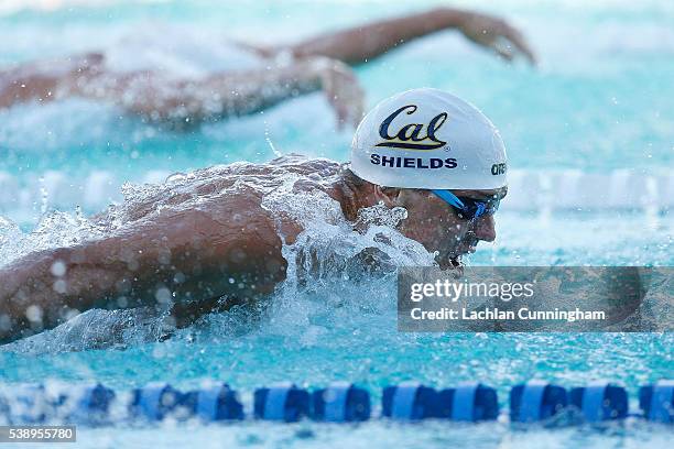 Tom Shields swims in the final of the 100m butterfly during day one of the 2016 Arena Pro Swim Series at Santa Clara at George F. Haines...