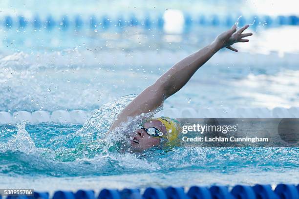 Keryn McMaster of Australia swims in the final of the 400m IM during day one of the 2016 Arena Pro Swim Series at Santa Clara at George F. Haines...