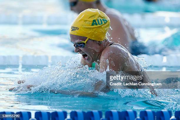 Keryn McMaster of Australia swims in the final of the 400m IM during day one of the 2016 Arena Pro Swim Series at Santa Clara at George F. Haines...