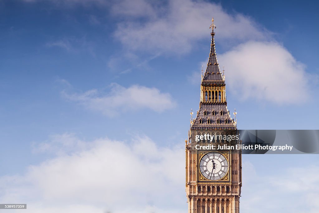 The Elizabeth Tower on the Houses of Parliament.