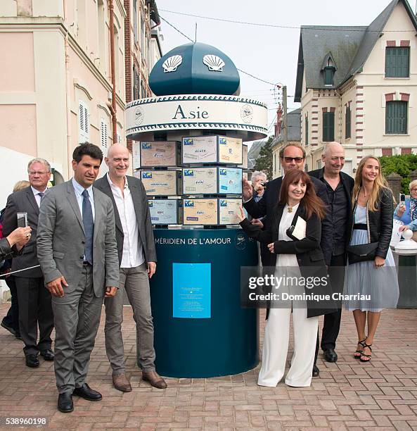 Mayor of Cabourg Tristan Duval, Guillaume Laurent Ariane, Ascaride, Xavier Beauvois, Sam Karmann and guest attend the Inauguration of Love Meridian...