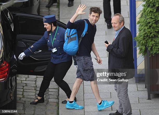 Sam Altman, President of Y Combinator, arrives at the Hotel Taschenbergpalais Kempinski Dresden for the 2016 Bilderberg Group conference on June 9,...