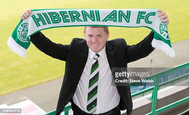 Neil Lennon is unveiled as the new Hibernian Manager at Easter Road on June 09, 2016 in Edinburgh, United Kingdom.