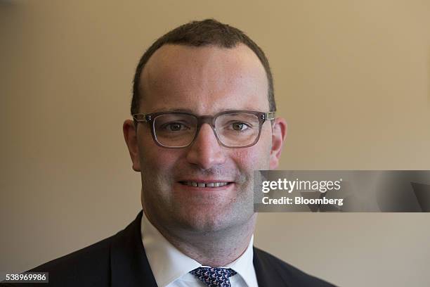 Jens Spahn, Germany's deputy finance minister, poses for a photograph following a Bloomberg Television interview at the Brussels Economic Forum in...