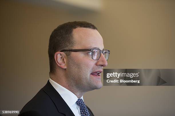 Jens Spahn, Germany's deputy finance minister, speaks during a Bloomberg Television interview at the Brussels Economic Forum in Brussels, Belgium, on...