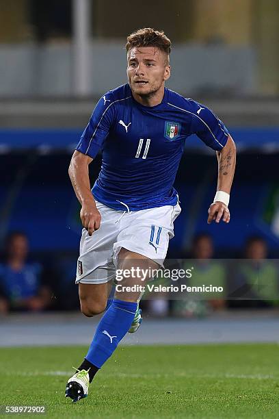 Ciro Immobile of Italy looks on during the international friendly match between Italy and Finland on June 6, 2016 in Verona, Italy.