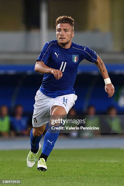 Ciro Immobile of Italy looks on during the international friendly match between Italy and Finland on June 6, 2016 in Verona, Italy.