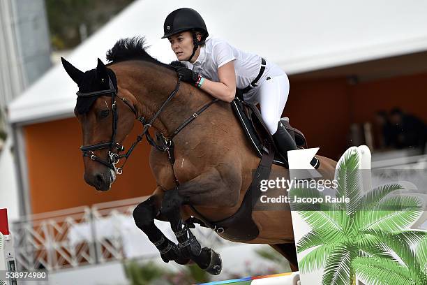 Marta Ortega Perez competes at International Longines Global Champion Tour - Day 1 on June 9, 2016 in Cannes, France.