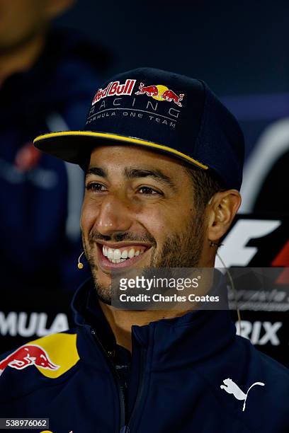 Daniel Ricciardo of Australia and Red Bull Racing in the Drivers Press Conference during previews to the Canadian Formula One Grand Prix at Circuit...