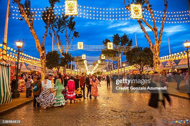 april fair in seville - seville fair stock pictures, royalty-free photos & images