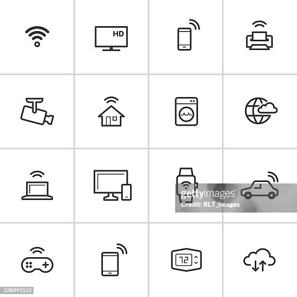 internet of things icons — inky series - major household appliance stock illustrations