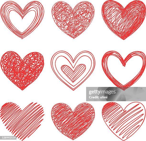 stockillustraties, clipart, cartoons en iconen met hearts - potloodtekening