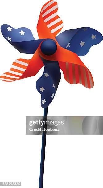 fourth of july pinwheels - paper windmill stock illustrations