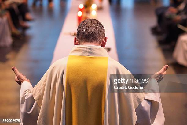 catholic celebration - geestelijken stockfoto's en -beelden