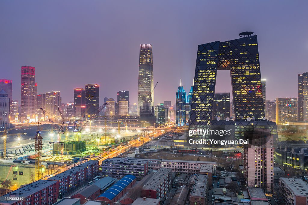 Elevated View of Beijing Skyline at Dusk