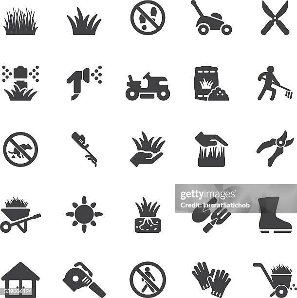 stockillustraties, clipart, cartoons en iconen met grass silhouette icons | eps10 - gras