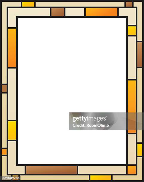 stained glass frame - gold rectangle stock illustrations