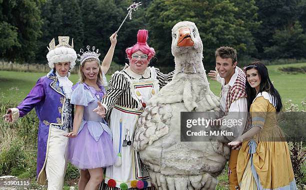 Andy Goulding, Vanessa Clark, Eric Potts, Jonathan Wilkes and Kym Marsh pose at the press launch for Regent's annual pantomime Mother Goose at...