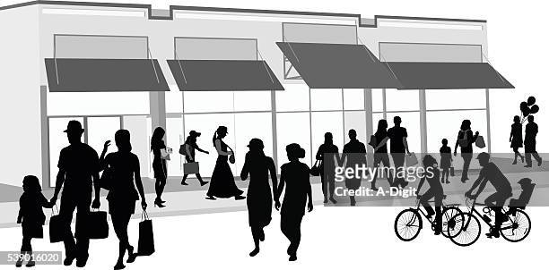 shopping crowd outdoors - shopping stock illustrations