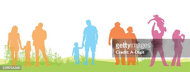 color field people - family silhouette generations stock illustrations