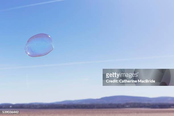 a single bubble floats through blue skies - catherine macbride - fotografias e filmes do acervo