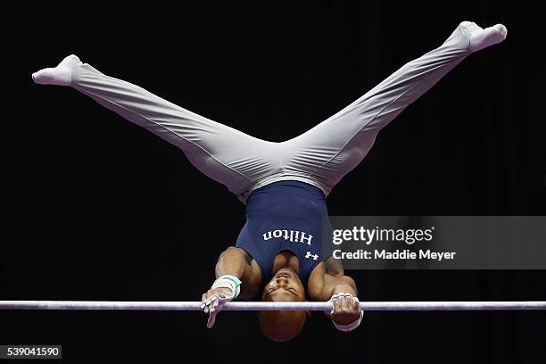 John Orozco competes on the horizontal bar during the Men's P&G Gymnastics Championships at the XL Center on June 3, 2016 in Hartford, Connecticut.