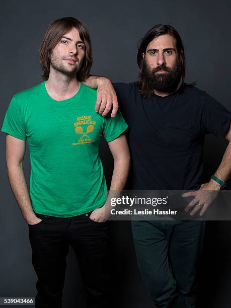 Actors and directors Jason and Robert Schwartzman are photographed for Glamour.com on April 16, 2016 in New York City.