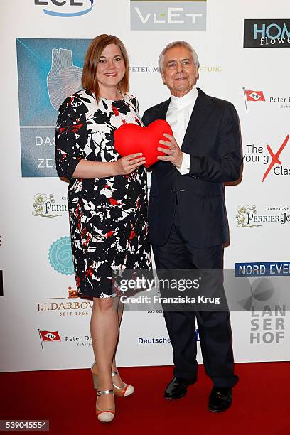 Katharina Fegebank and John Neumeier attend the 'Das Herz im Zentrum' Charity Gala on June 9, 2016 in Hamburg, Germany.