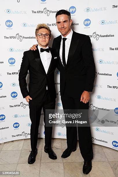Niall Horan and Kevin Pietersen attend The KP24 Foundation Charity Gala Dinner at The Waldorf Hilton Hotel on June 9, 2016 in London, England.