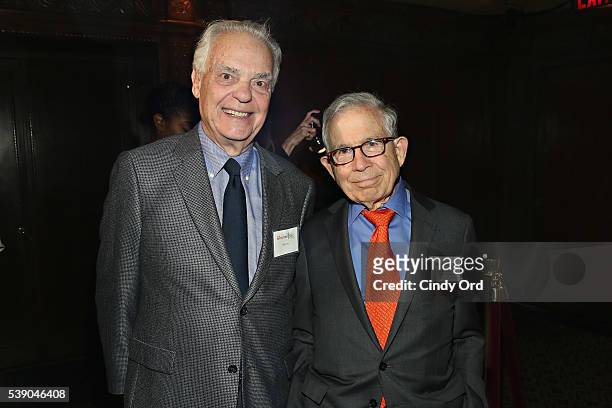 President of Advance Publications Donald Newhouse and Rick Levy attend the 2016 Mirror Awards at Cipriani 42nd Street on June 9, 2016 in New York...