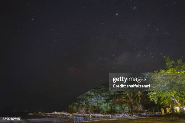night view in sibu island of johor, malaysia - sibu river stock pictures, royalty-free photos & images