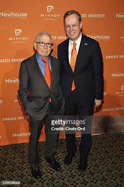 President of Advance Publications Donald Newhouse and Syracuse University, Chancellor Kent Syverud attend the 2016 Mirror Awards at Cipriani 42nd...