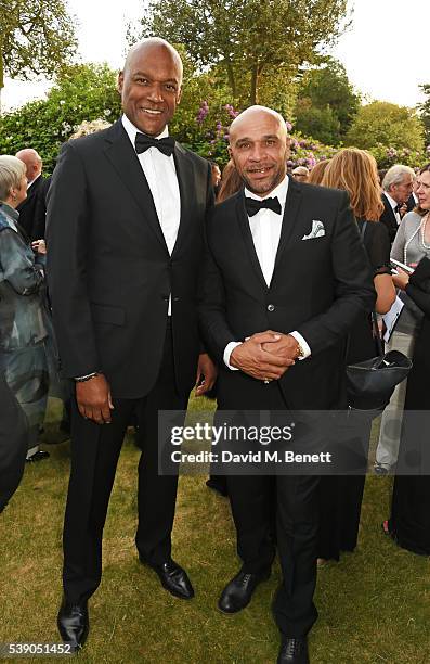 Colin Salmon and Goldie attend the Duke of Edinburgh Award 60th Anniversary Diamonds are Forever Gala at Stoke Park on June 9, 2016 in Guildford,...