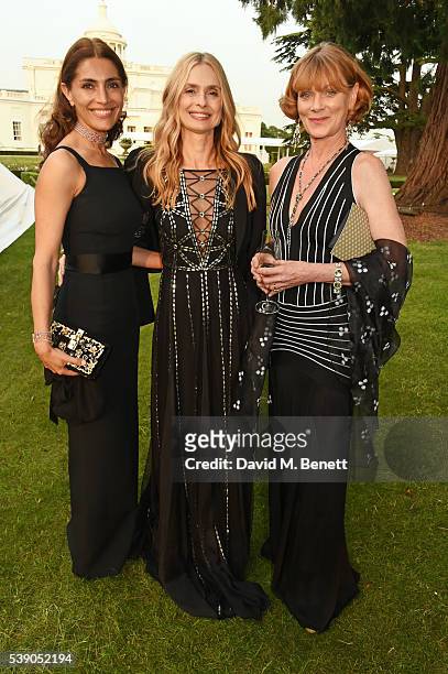 Caterina Murino, Maryam d'Abo and Samantha Bond attend the Duke of Edinburgh Award 60th Anniversary Diamonds are Forever Gala at Stoke Park on June...