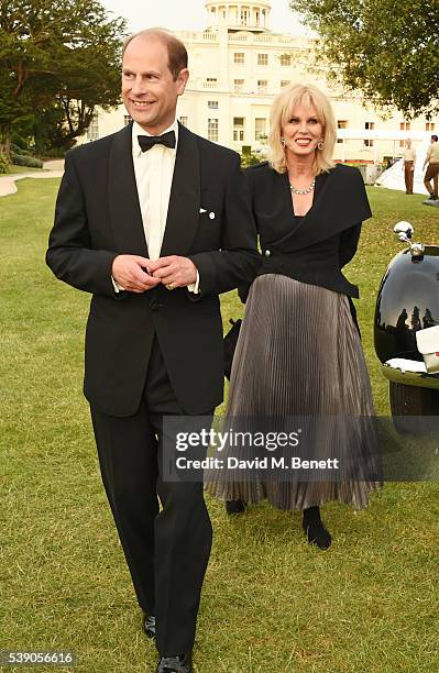 Prince Edward, Earl of Wessex, and Joanna Lumley attend the Duke of Edinburgh Award 60th Anniversary Diamonds are Forever Gala at Stoke Park on June...