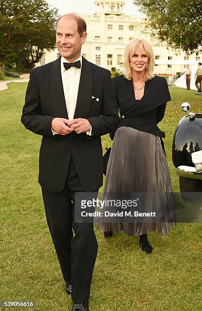 Prince Edward, Earl of Wessex, and Joanna Lumley attend the Duke of Edinburgh Award 60th Anniversary Diamonds are Forever Gala at Stoke Park on June...