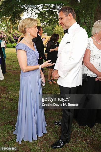 Sophie, Countess of Wessex, and David Walliams attend the Duke of Edinburgh Award 60th Anniversary Diamonds are Forever Gala at Stoke Park on June 9,...