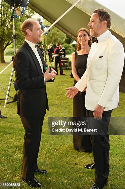 Prince Edward, Earl of Wessex, Caterina Murino and David Walliams attend the Duke of Edinburgh Award 60th Anniversary Diamonds are Forever Gala at...