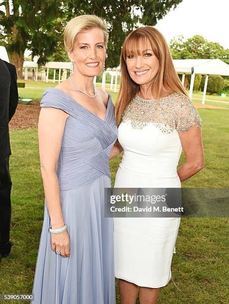 Sophie, Countess of Wessex, and Jane Seymour attend the Duke of Edinburgh Award 60th Anniversary Diamonds are Forever Gala at Stoke Park on June 9,...