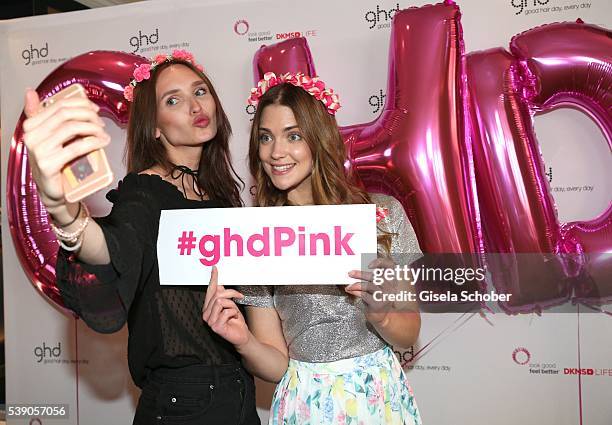 Anna Wilken and Laura Berlin during the ghd Pink Charity Lunch on June 8, 2016 in Munich, Germany.