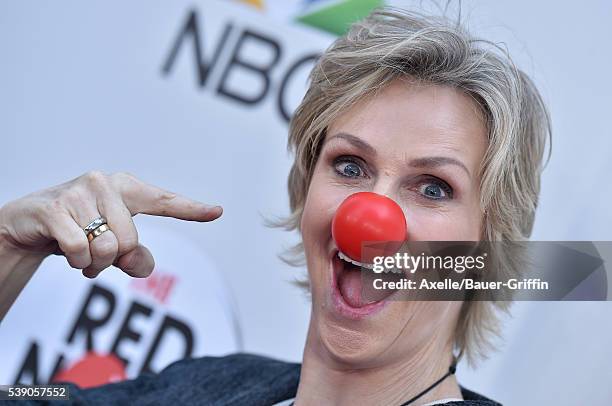 Actress Jane Lynch arrives at The Red Nose Day Special at the Alfred Hitchcock Theater at Universal Studios on May 26, 2016 in Universal City,...