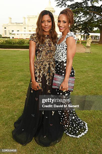 Naomie Harris and Afua Hirsch attend the Duke of Edinburgh Award 60th Anniversary Diamonds are Forever Gala at Stoke Park on June 9, 2016 in...