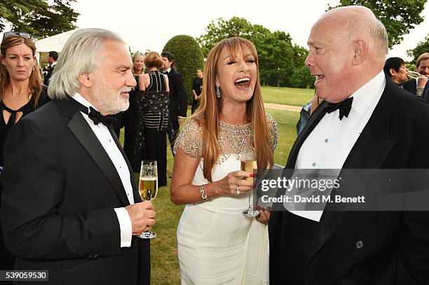 David Jones, Jane Seymour and Lord Julian Fellowes attend the Duke of Edinburgh Award 60th Anniversary Diamonds are Forever Gala at Stoke Park on...