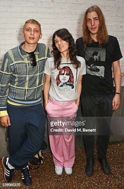 Blondey McCoy, Bella Freud and Adam Bainbridge attend the launch of Bella Freud's numbered edition collection of sunglasses with Cutler & Gross at...