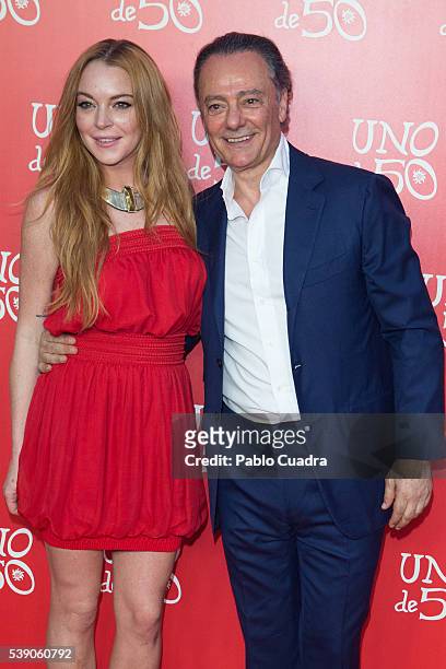 Lindsay Lohan and Jose Azulay attend 'Uno de 50' 20th anniversary at Saldana Palace on June 9, 2016 in Madrid, Spain.